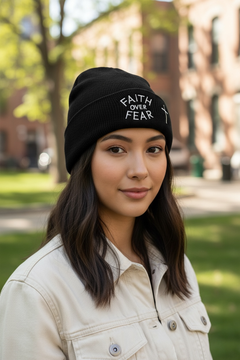 Faith Over Fear Beanie Forest Green