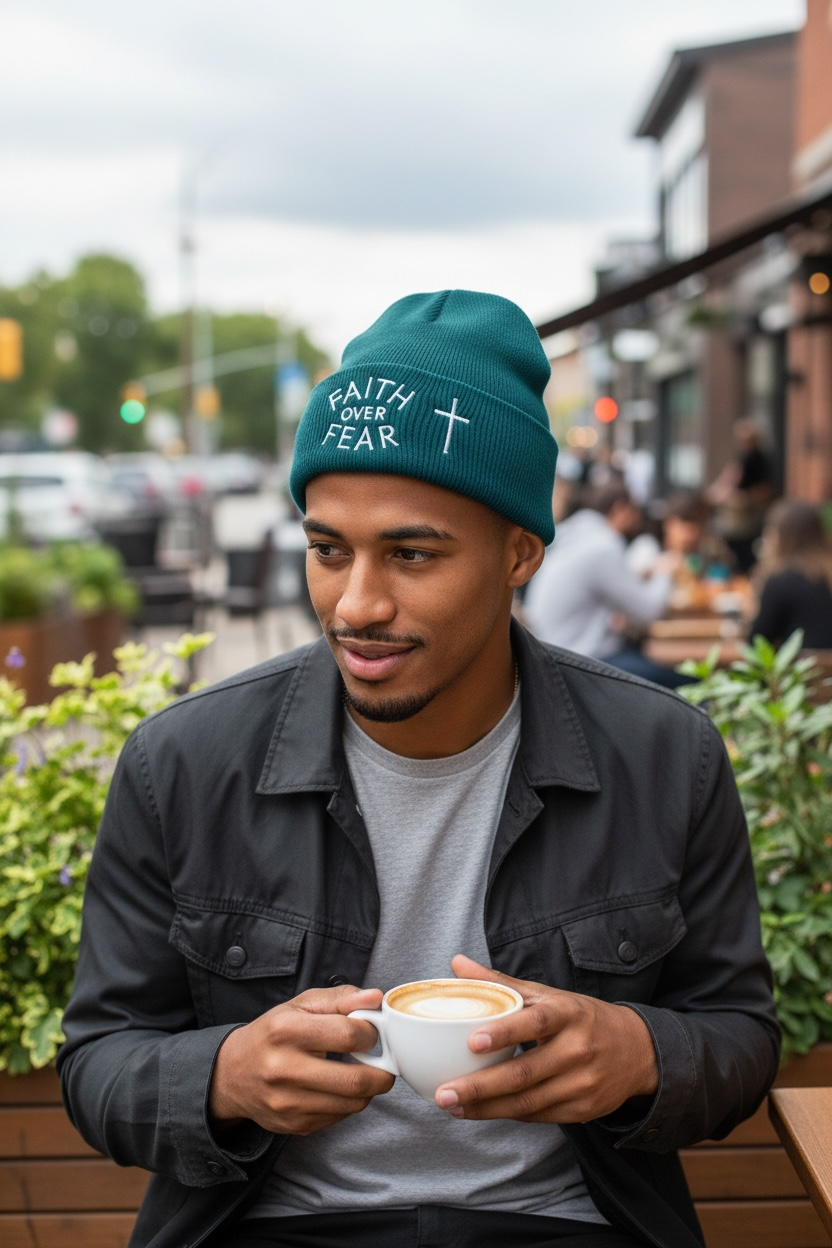 Faith Over Fear Beanie Forest Green