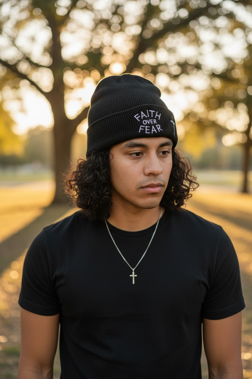 Faith Over Fear Beanie Forest Green