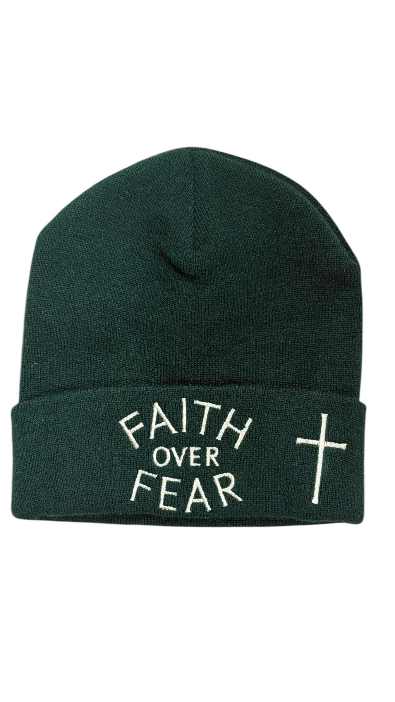 Faith Over Fear Beanie Forest Green